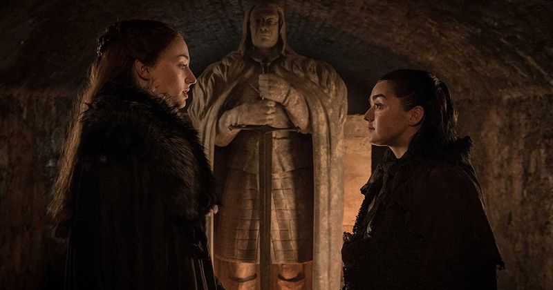 Sophie Turner and Maisie Williams acted like they 'got a stomach ache' for the White Walkers' arrival scene in 'The Long Night'