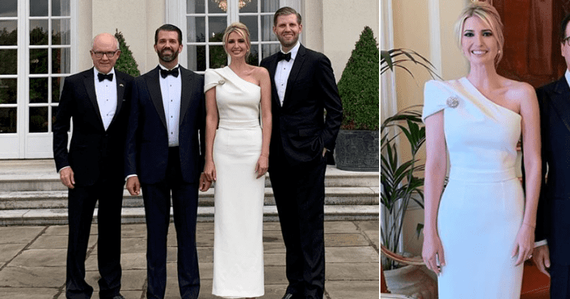 Ivanka Trump sports gorgeous white gown as she heads off to Winfield House reception