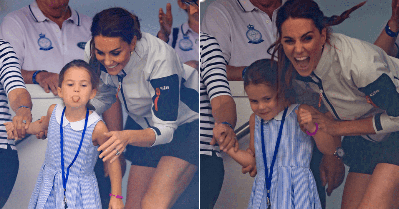 Kate Middleton's brilliant response to Princess Charlotte sticking her tongue out at crowd comes in for praise