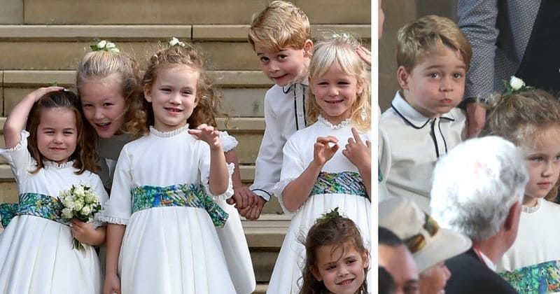 Princess Charlotte and Prince George lead Princess Eugenie's adorable posse of bridesmaids and pageboys