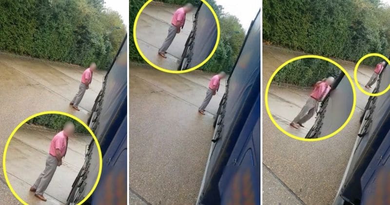 Driver stunned as well-spoken 'grandad' decides to urinate on his parked truck instead of a bush