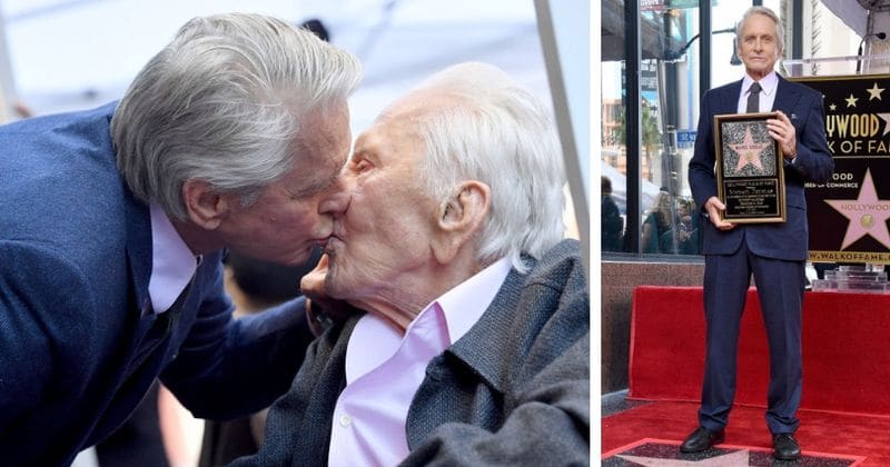 'I'm so proud to be your son': Michael Douglas tears up as dad Kirk supports him at Walk of Fame ceremony