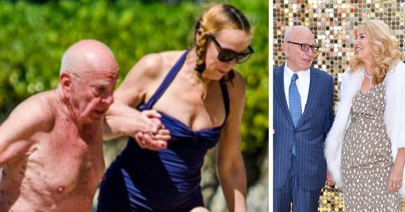 Rupert Murdoch, 87, hits the beach with doting wife Jerry Hall who was spotted helping him out of the water
