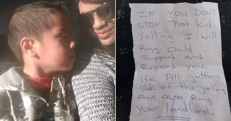 Mother upset to find angry note from neighbor complaining about the noise her autistic son makes