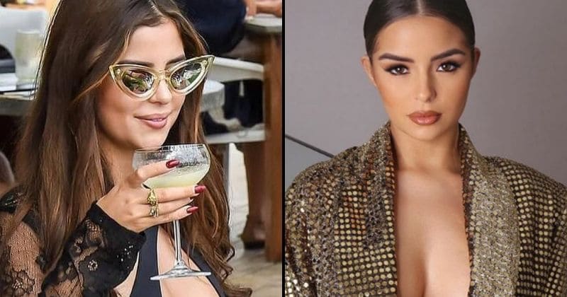 Demi Rose shows off ample curves as she hits the beach in sexy two-piece black bikini