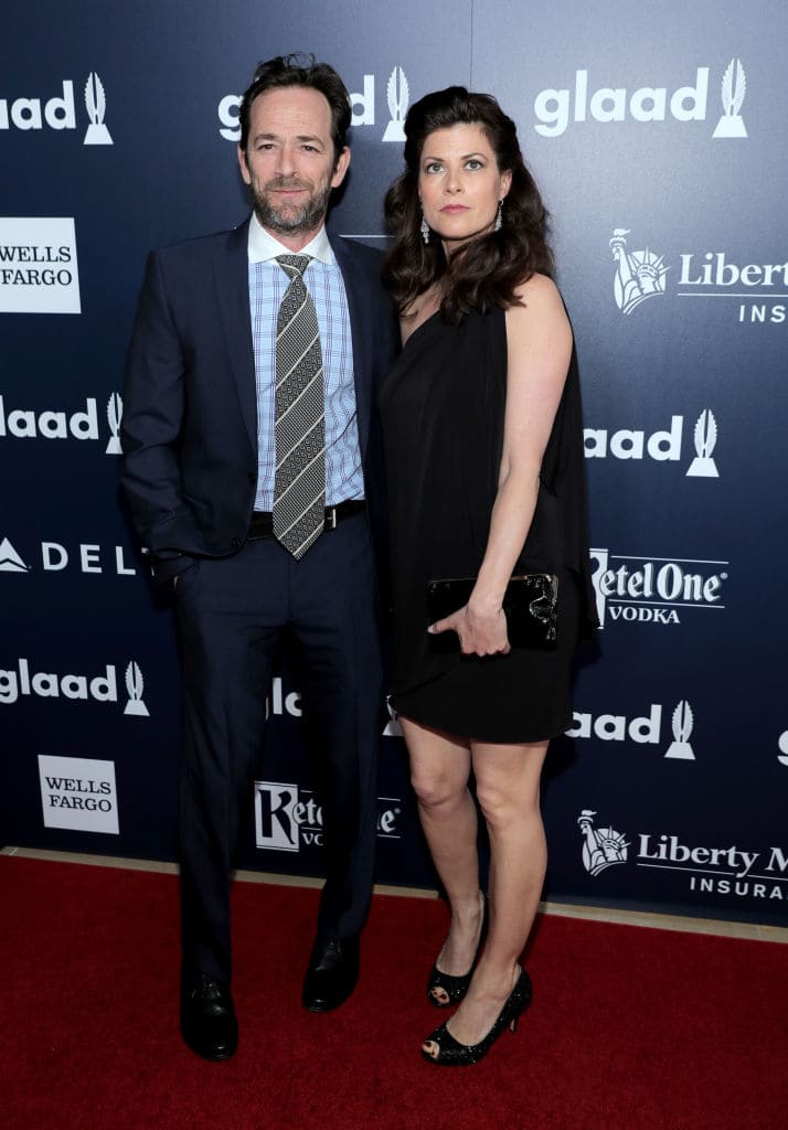 From left, actor Luke Perry and Wendy Madison Bauer celebrate achievements in the LGBTQ community at the 28th Annual GLAAD Media Awards, sponsored by LGBTQ ally, Ketel One Vodka, in Beverly Hills on April 1, 2017. (Photo by Neilson Barnard/Getty Images for Ketel One Vodka)