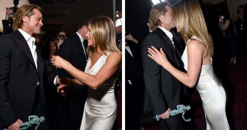 SAG Awards 2020: Brad Pitt sweetly holds Jennifer Aniston's hand, kisses her as they reunite backstage