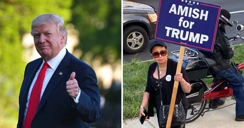 Is 'Amish for Trump' sign fake? Internet jokes 'all Amish gals keep their cellphones in faux Chanel bags'