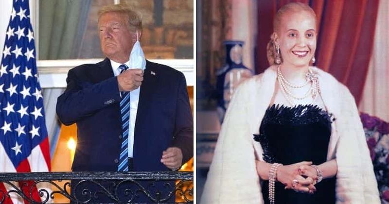 Trump poses maskless for pics atop Truman Balcony, Internet calls it similar to 'Evita' scene: 'More like Covita'