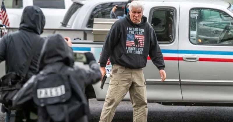 Trump fan pulls gun on Antifa rioters after truck's taillights smashed, vandalized with paint at Freedom Rally