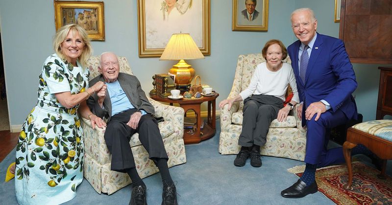 Joe and Jill Biden trolled for bizarre pic with Jimmy Carter and wife: 'Bidens crawled into a doll house'