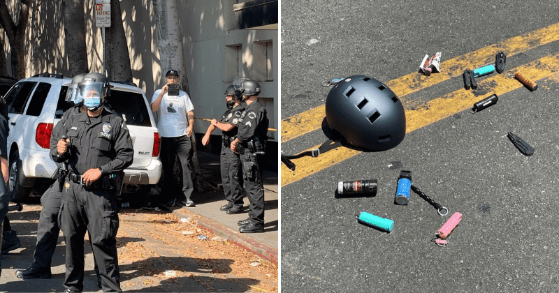 Wi Spa: Proud Boys and Antifa clash as LAPD uses rubber bullets to disperse mob