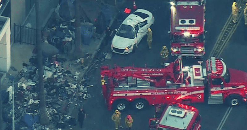Koreatown crash: Car plows into homeless camp in LA, 4 hospitalized