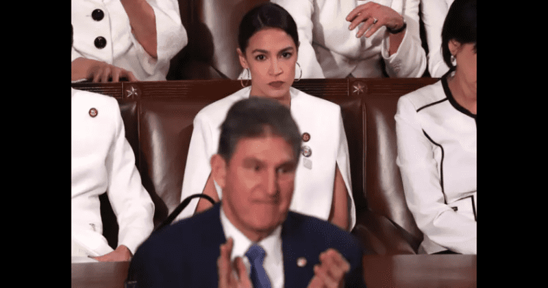 AOC slammed, called 'child-woman' for reposting viral pic of her GLARING at Joe Manchin