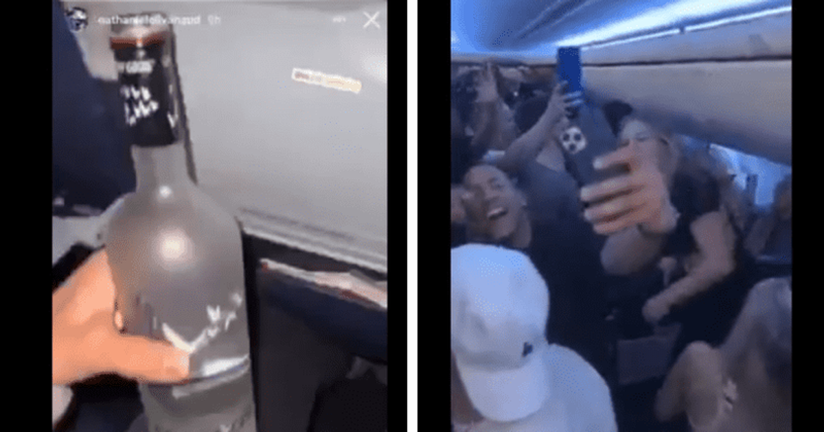DRUNK ON A PLANE! Video of maskless passengers drinking and vaping on Sunwing flight goes viral
