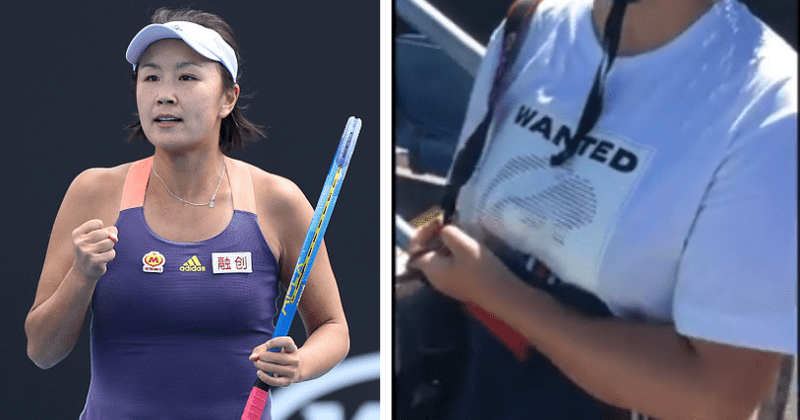 Video: 'Where is Peng Shuai?' T-shirts forcibly taken off fans at Australian Open