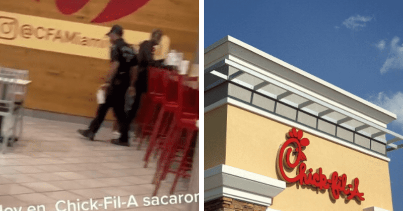 Viral video shows Chick-fil-A security KICKING OUT homeless man despite paying for food