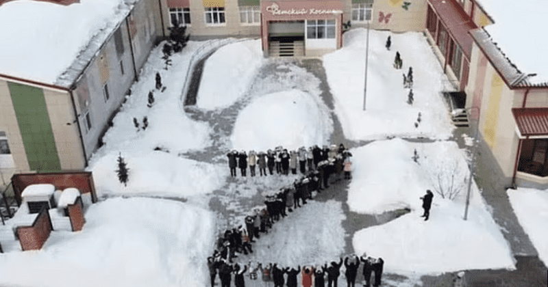 Terminally-ill children at Russian hospice FORCED to stand in snow and form 'Z' to support troops