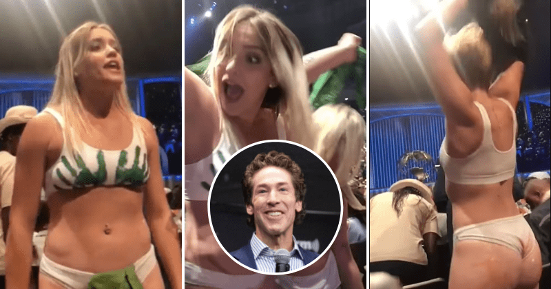 Trio of abortion activists STRIP during Joel Osteen church service to protest SCOTUS draft
