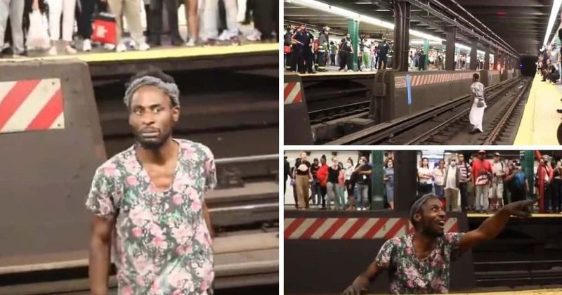 Disturbed man climbs onto NYC subway tracks bringing rush hour to a crushing halt!