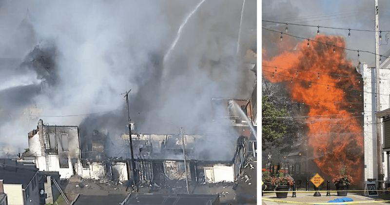 Holly Hotel blaze: Firefighters battle massive fire at Michigan's historic railroad-era hotel