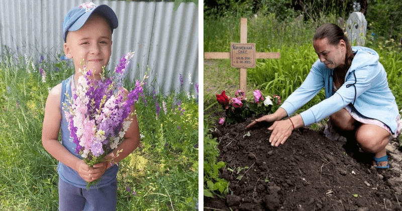 Ukrainian mother BURIES son, 6, killed hours after posing with flowers she'd plucked
