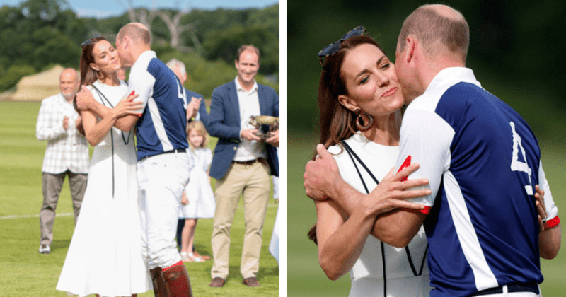 Prince William KISSES Kate Middleton in rare PDA after charity polo match win