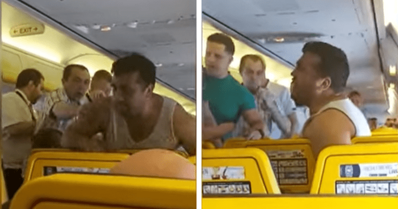 Passengers make in-flight 'arrest' after drunk flyer punches FATHER and tries to LEAVE plane mid-air