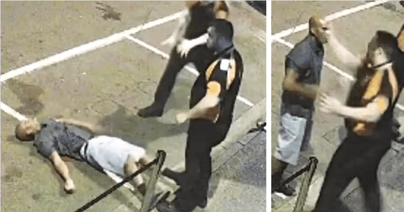 Shocking video shows bouncer knocking out US Marine who claimed he's a 'trained killer' with ONE PUNCH