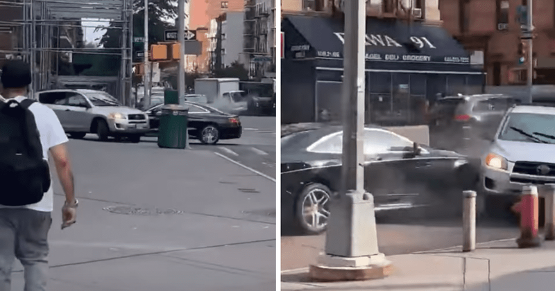 Shocking footage shows NYC thieves ram SUV and steal $20K cash at gunpoint in daring daylight heist