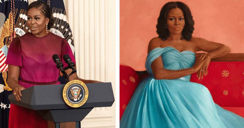 'Traditions like this matter': Michelle Obama stuns in ombre outfit as she unveils her official White House portrait