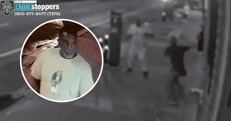 Chilling moment thug stabs a stranger in the stomach in unprovoked attack in Manhattan