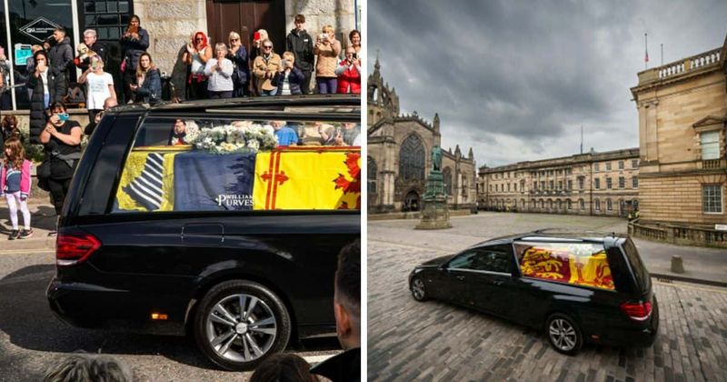 Window ad from hearse carrying Queen’s oak coffin mysteriously disappears mid-journey
