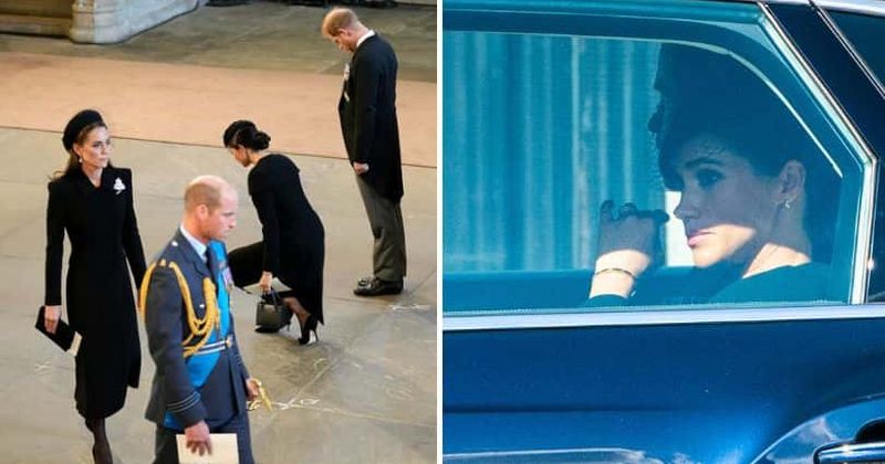 Touching moment when Meghan Markle did deep curtsy before Queen's coffin and shed a tear