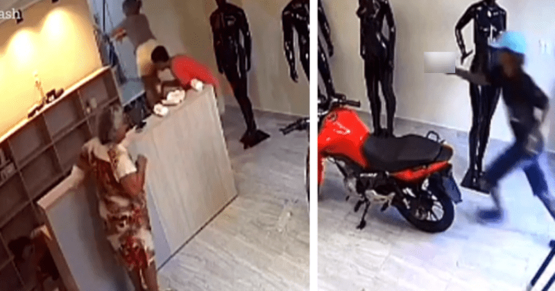 Horrifying moment armed robbers storm into store and fatally shoot pregnant woman and her colleague