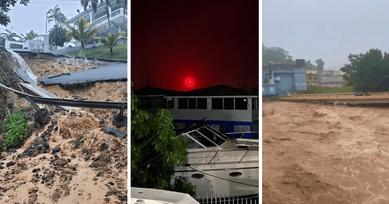 SOS flares light up sky over Puerto Rico’s Salinas as floodwaters trap families in their homes
