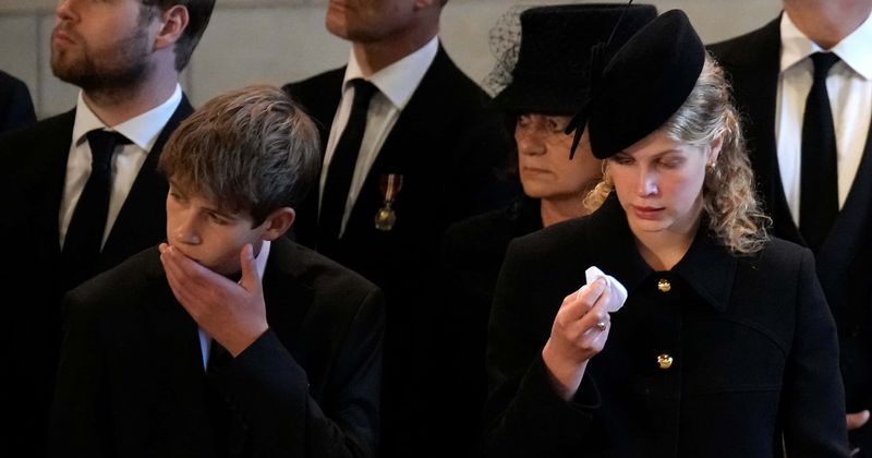 James Alexander Philip Theo: Queen’s youngest grandchild was in pensive mood as he offered final farewell at funeral