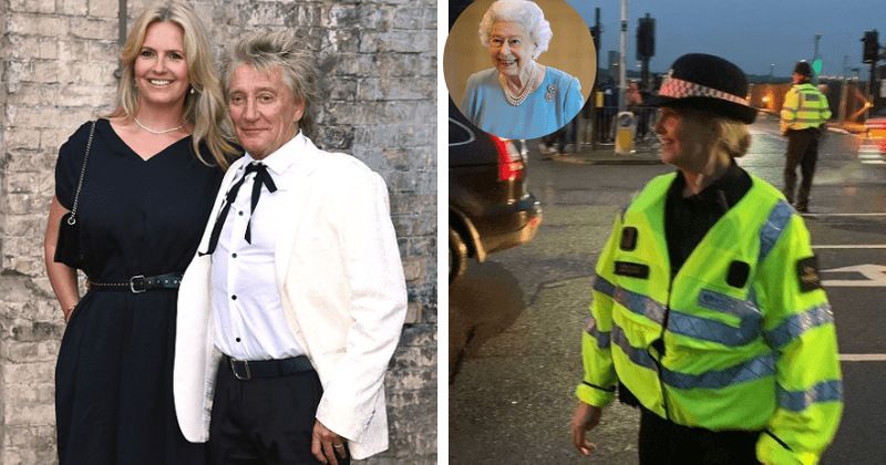 Rod Stewart's wife 'Special Constable' Penny Lancaster helps police crowds during Queen's funeral