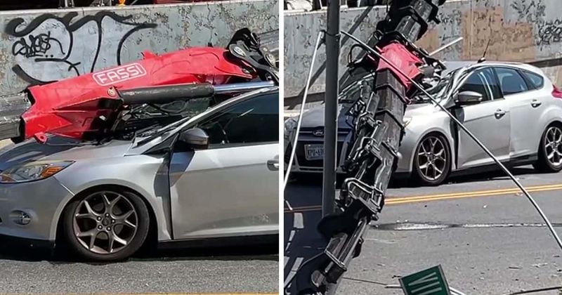 Horrifying security footage shows NYC woman miraculously escape after crane collapses onto car