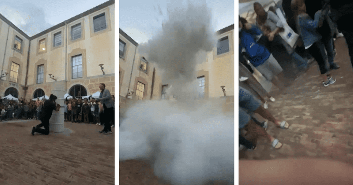 Horrific video shows barrel of liquid nitrogen exploding in botched chemistry experiment injuring crowd
