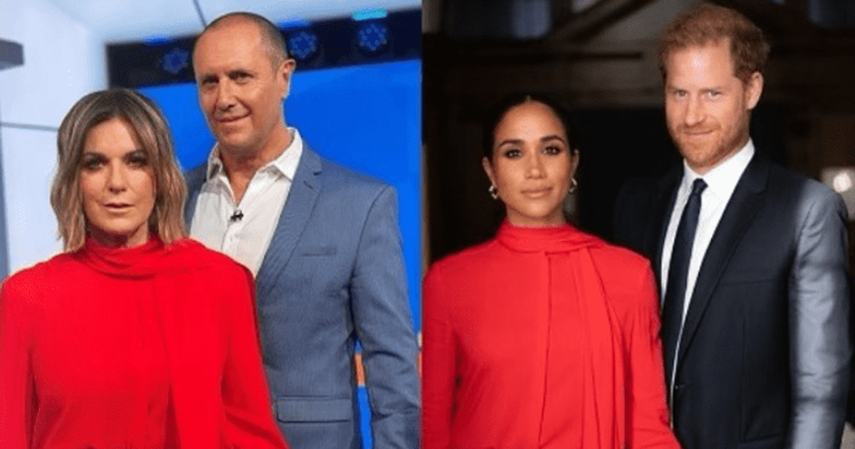 Twinning in red: 'The Morning Show' host Kylie Gillies poses in the same outfit as Meghan Markle
