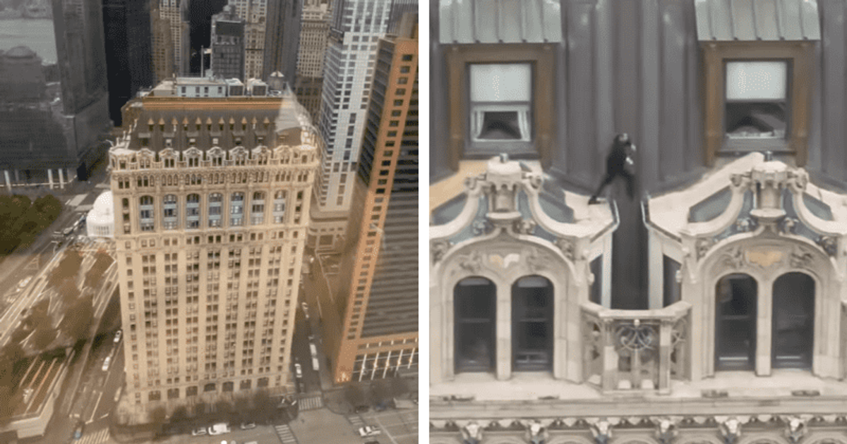 Spider-Man unmasked! REAL reason why man was seen making death-defying leaps across NYC building