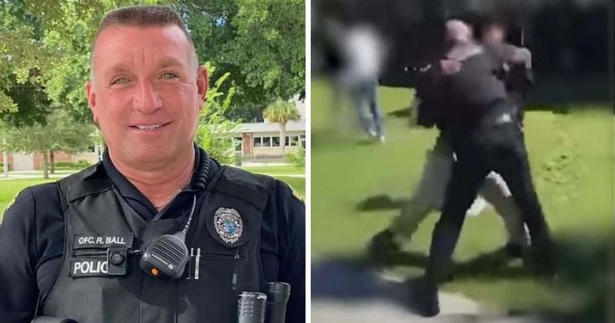 Shocking video captures moment student, 15, BODYSLAMS cop who was trying to break-up fight