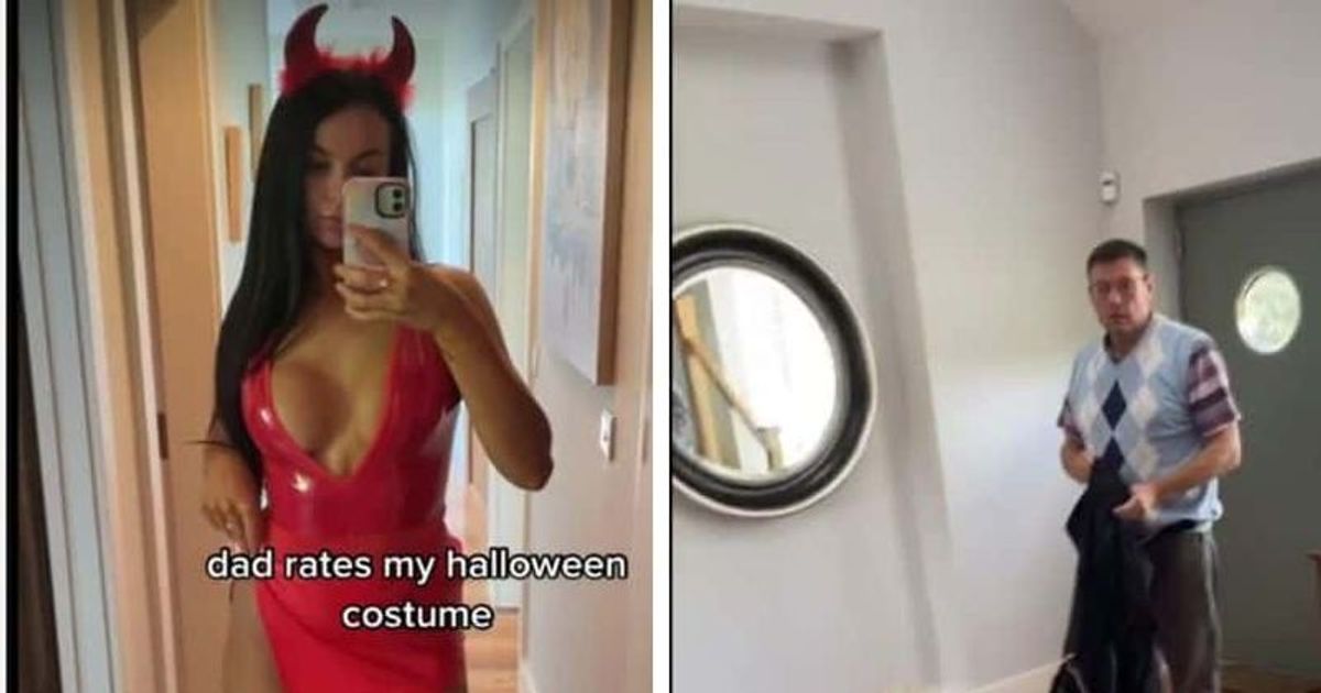 'My dad would batter me': Internet divided as influencer shocks father with racy Halloween devil costume