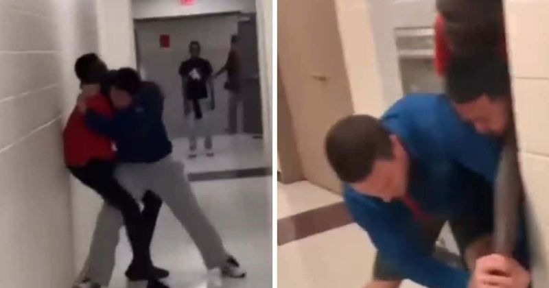 Shocking video shows teen stabbing classmate at NY high school until heroic teacher grabs weapon