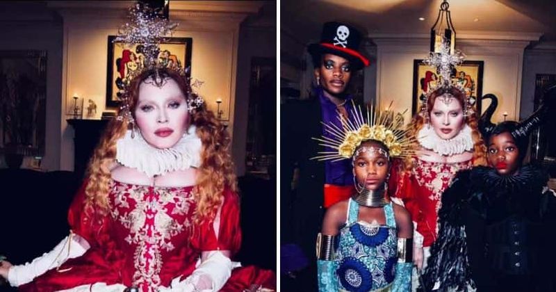 'A haunted fairytale': Madonna channels the Queen of Hearts in STUNNING busty red gown for Halloween
