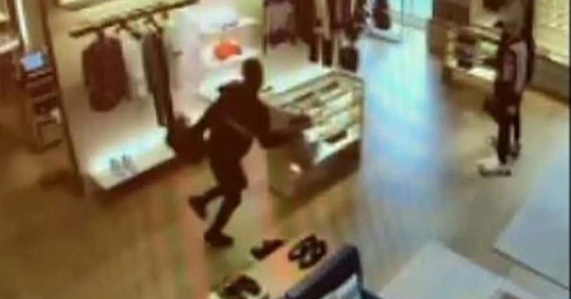 Teen thug fleeing LV store with stolen merchandise knocks himself out after smashing into glass window
