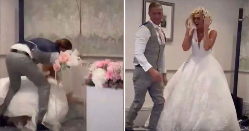 ‘Unforgivable!’ Internet fumes over video of groom cornering bride before smashing cake in her face