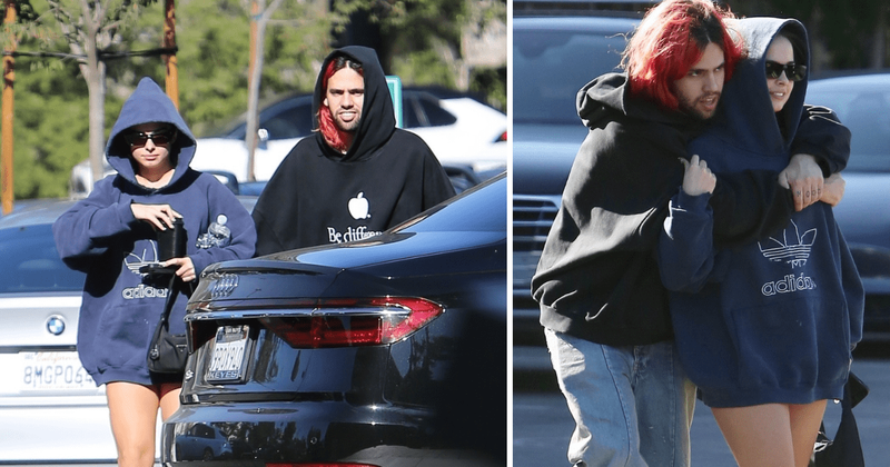 Addison Rae and BF Omer Fedi twin in cozy winter hoodies in adorable PDA moment during outing