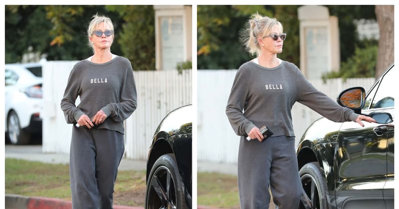 Melanie Griffith rocks the 'elegant slouchy' look in gray sweats as she heads out in Beverly Hills